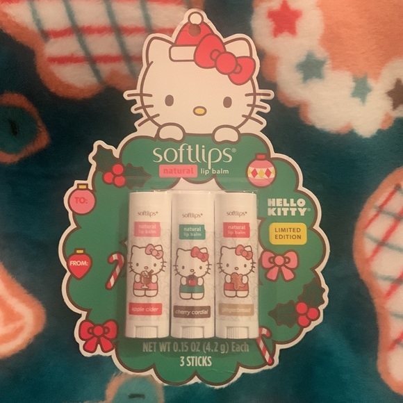 NWT Hello Kitty set of Holiday Limited Edition Softlips natural lip balms - Picture 2 of 3